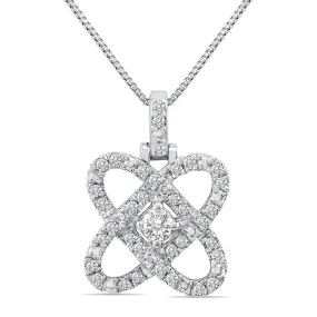 1/4 Ctw Natural Diamond Butterfly Love Pendant In .925 Sterling Silver