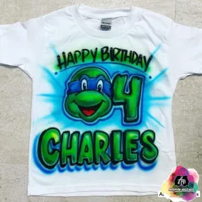 Airbrush Ninja Turtle Birthday Shirt Design