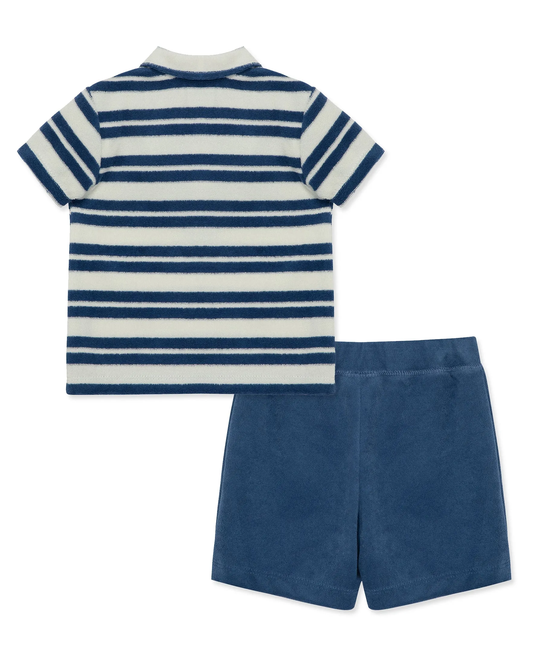 Blue Stripe Terry Short Set (12M-24M)