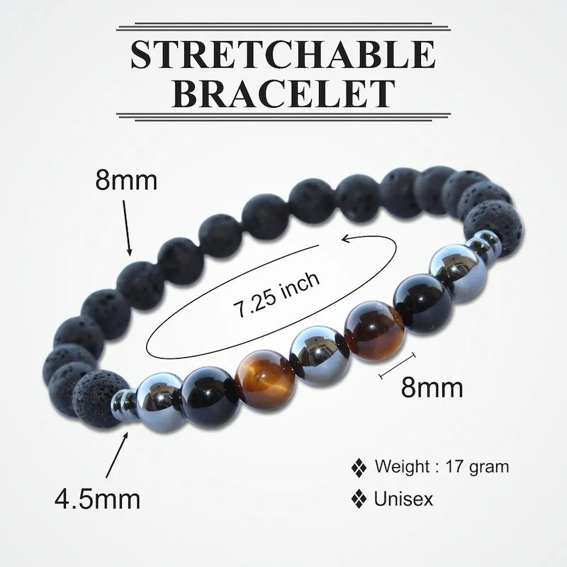 Certified Triple Protection 8mm Bracelet With Lava Stone