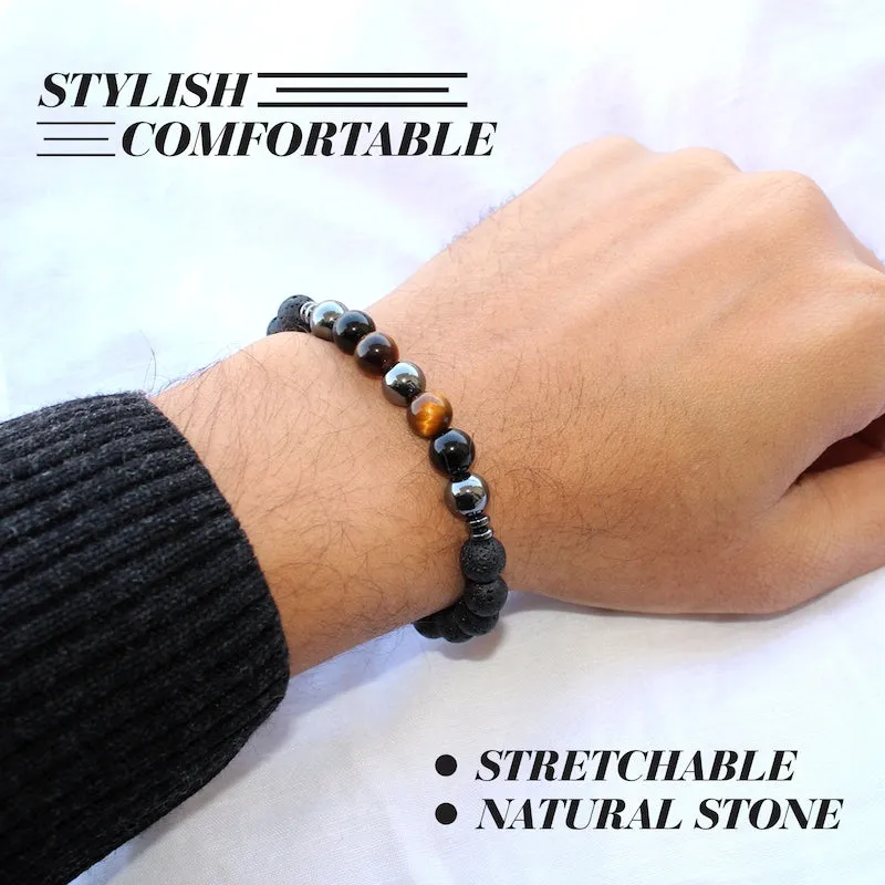 Certified Triple Protection 8mm Bracelet With Lava Stone