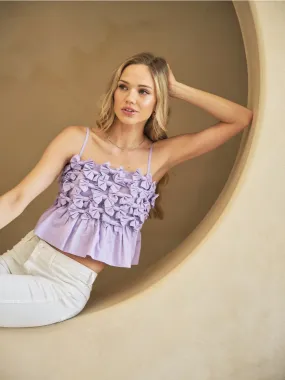 Exaggerated Ribbon Bow Crop Peplum Tank