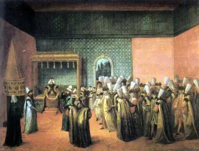 French Ambassador le Vicomte De Andrezel received by Sultan Ahmed III on October 10, 1724, audience with the Sultan