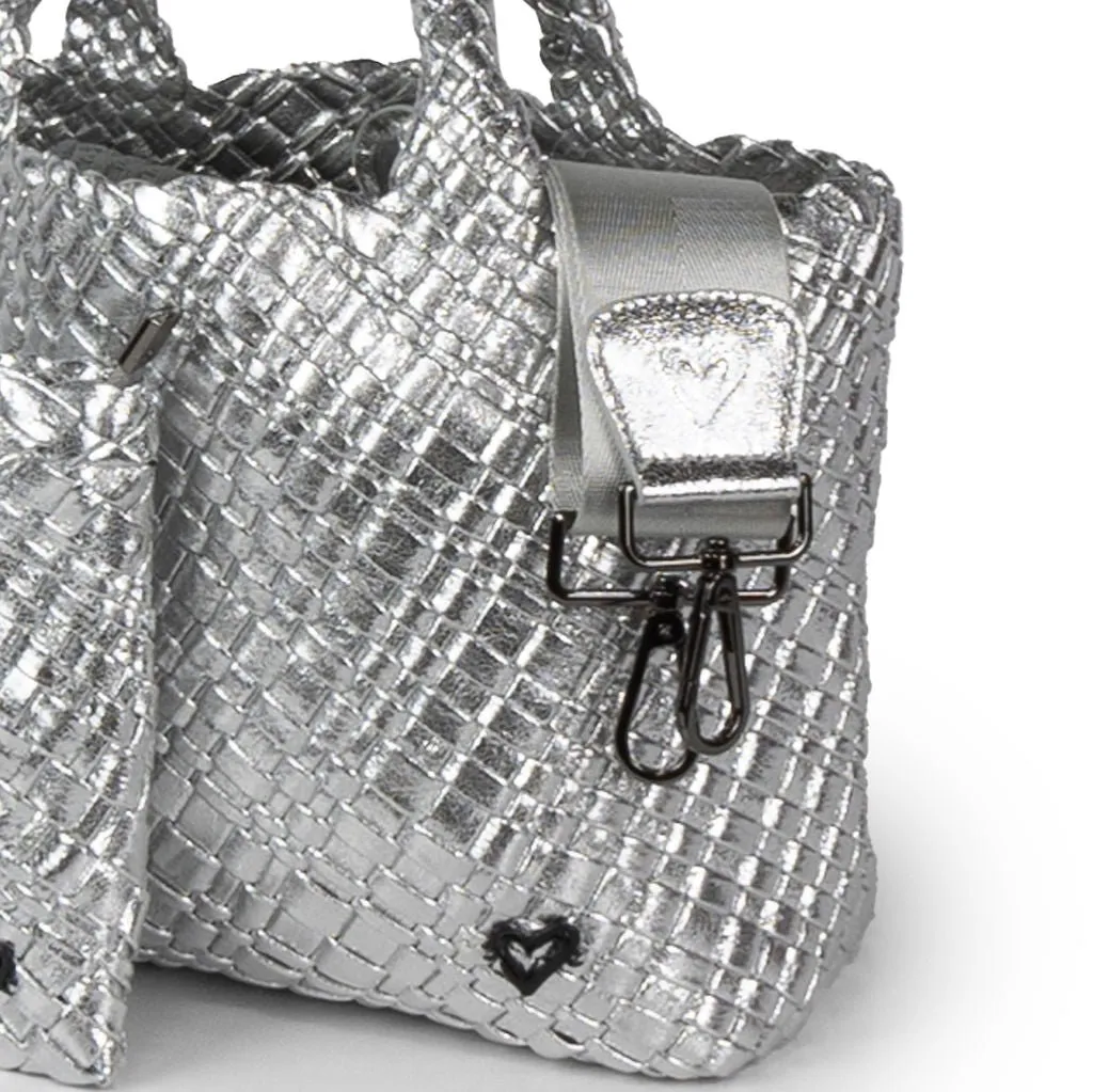 NEW: Brandon Small Woven Tote - Silver