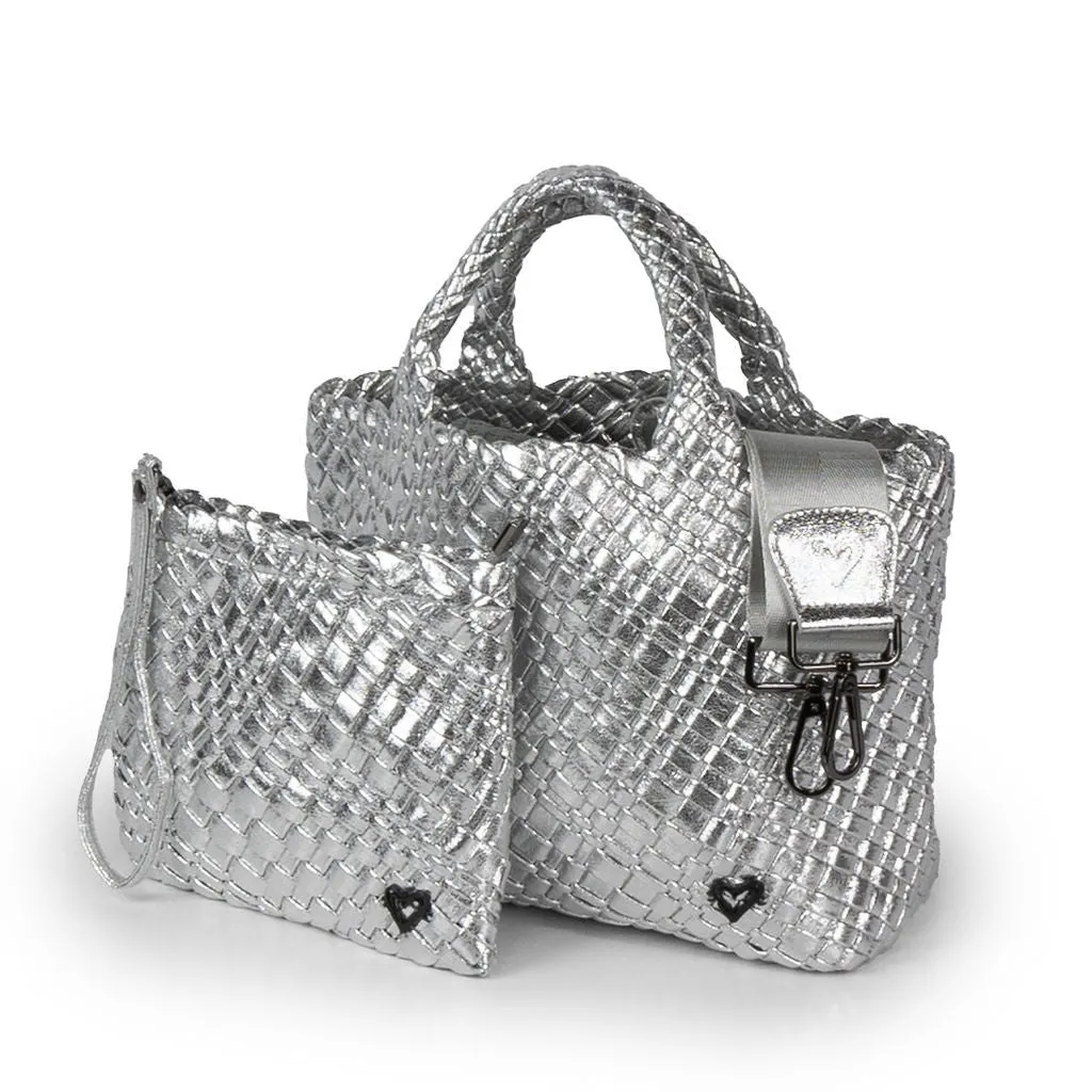 NEW: Brandon Small Woven Tote - Silver