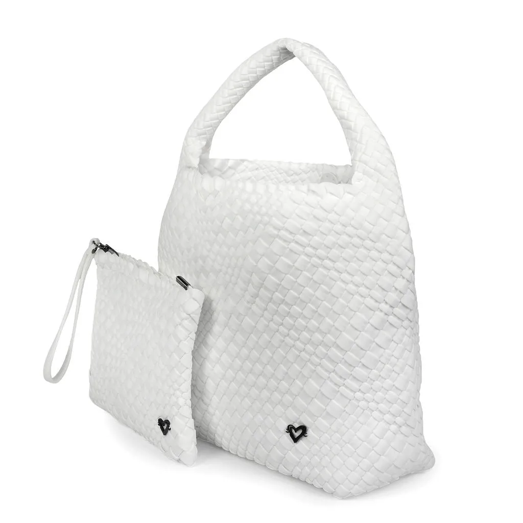 NEW: Langford Woven Hobo Tote - White