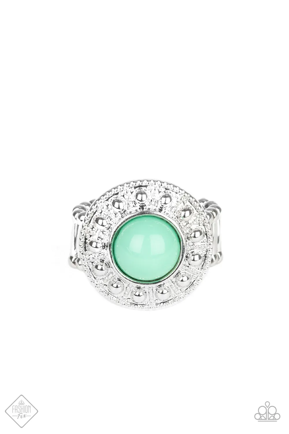 Paparazzi Accessories - Treasure Chest Shimmer  Fashion Fix Green Ring April 2020