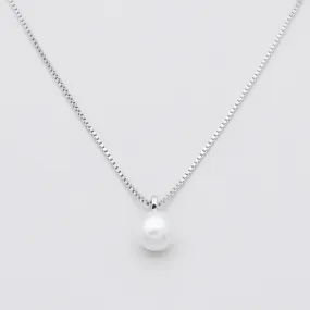 Sterling Silver Pearl Necklace - Silver