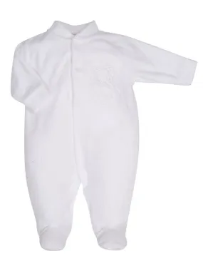 White Velour Mouse In Teacup Sleepsuit